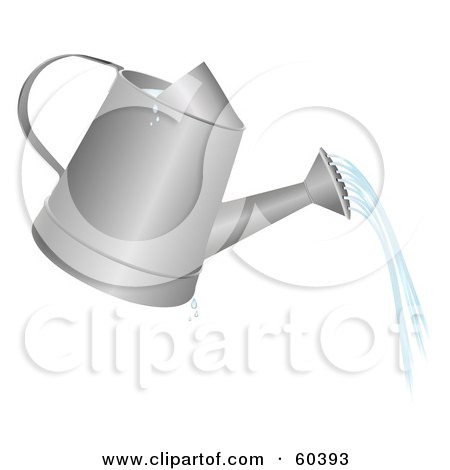 Royalty-Free (RF) Clipart Illustration of a Metal Watering Can Pouring Water by Oligo