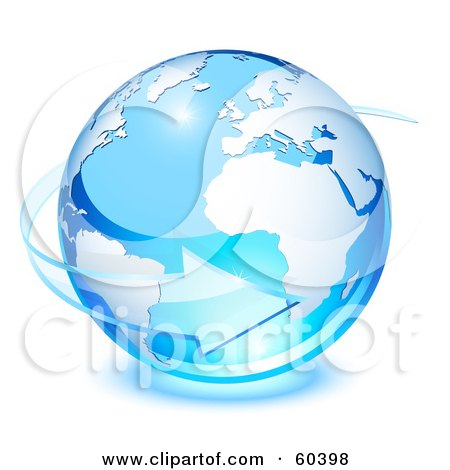 3d Blue Planet Earth With A Transparent Glass Arrow Circling Posters, Art Prints