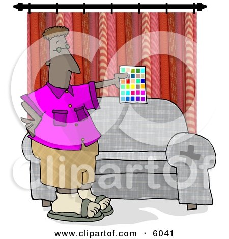 African American Interior Designer Holding a Color Chart Clipart Picture by djart