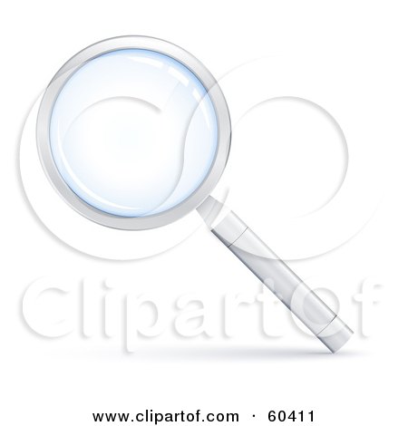 Royalty-Free (RF) Clipart Illustration of a 3d Silver Magnifying Glass by Oligo