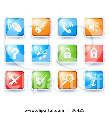 Royalty-Free (RF) Clipart Illustration of a Digital Collage Of Colorful Icon Buttons; Online by Oligo