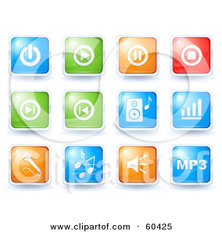 Royalty-Free (RF) Clipart Illustration of a Digital Collage Of Colorful Icon Buttons; Audio by Oligo