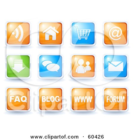 Royalty-Free (RF) Clipart Illustration of a Digital Collage Of Colorful Icon Buttons; Website by Oligo