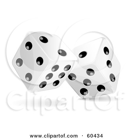 Royalty-Free (RF) Clipart Illustration of a Pair Of Rolling 3d White And Black Dice by Oligo