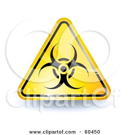 Royalty-Free (RF) Clipart Illustration of a 3d Shiny Yellow Biohazard Sign by Oligo