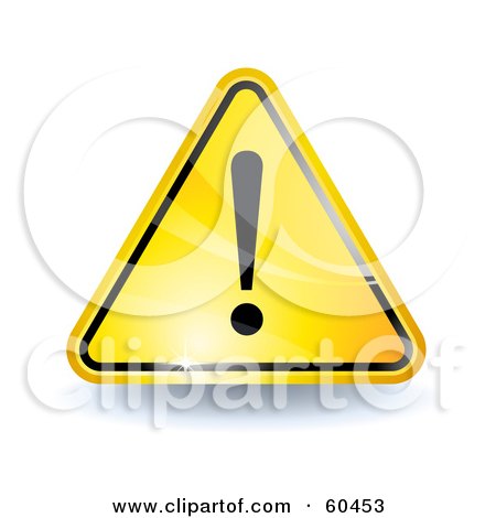 Royalty-Free (RF) Clipart Illustration of a 3d Shiny Yellow Attention Sign by Oligo