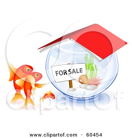 Royalty-Free (RF) Clipart Illustration of a Goldfish Family Checking Out A Bowl For Sale by Oligo