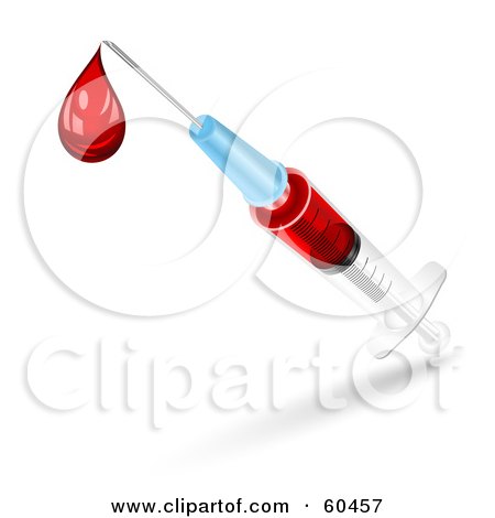 Royalty-Free (RF) Clipart Illustration of a Syringe Squirting A Blood Drop From A Needle by Oligo
