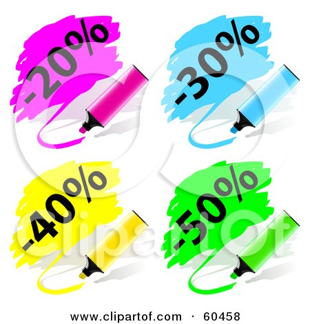 Royalty-Free (RF) Clipart Illustration of a Digital Collage Of Pink, Blue, Yellow And Green Highlighter Pen Discout Scribbles by Oligo