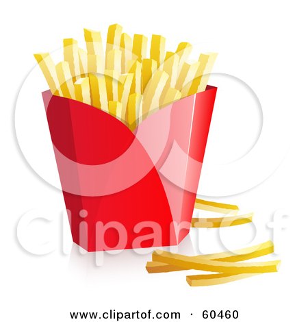 Royalty-Free (RF) Clipart Illustration of a Red Container Of Fast Food French Fries - Version 2 by Oligo