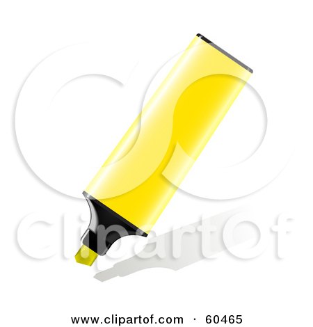 Royalty-Free (RF) Clipart Illustration of a Bright Yellow Highlighter Marker by Oligo