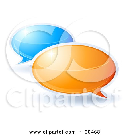 Royalty-Free (RF) Clipart Illustration of 3d Blue And Orange Speech Or Messenger Bubbles by Oligo