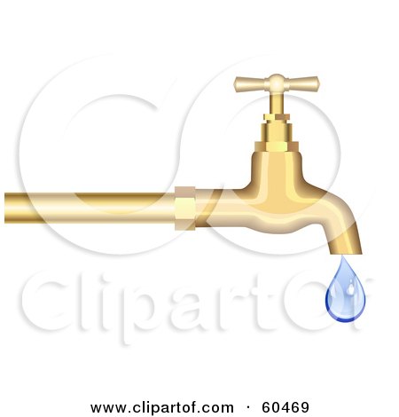 Royalty-Free (RF) Clipart Illustration of a Dripping Gold Faucet by Oligo