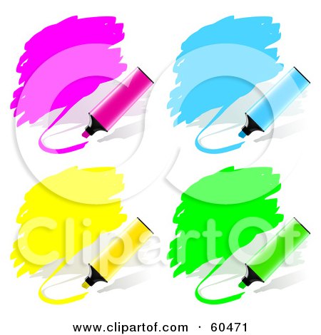 Royalty-Free (RF) Clipart Illustration of a Digital Collage Of Pink, Blue, Yellow And Green Highlighter Pen Scribbles by Oligo