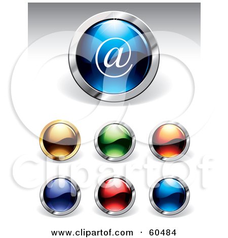 Royalty-Free (RF) Clipart Illustration of a Digital Collage Of Bright, Round, 3d Website Buttons In Different Colors by TA Images
