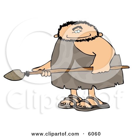 Caveman Hunting for Animals with a Spear Clipart Picture by djart