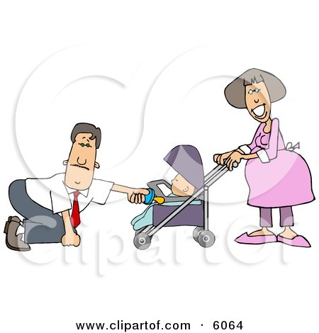 Businessman with a Pregnant Wife and Baby Daughter Clipart Picture by djart