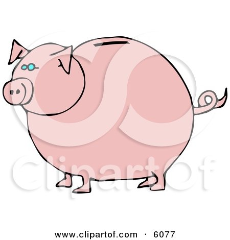 Pink Piggy Bank with Blue Eyes Clipart Picture by djart