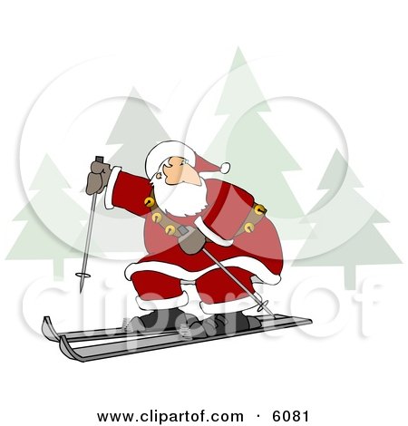 Santa Claus Snow Skiing Clipart Picture by djart