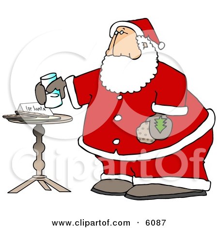 Santa Claus with Fresh Milk and Cookies Clipart Picture by djart
