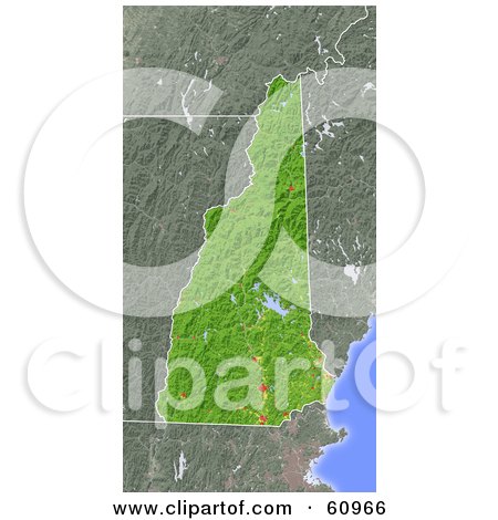 Royalty-free (RF) Clipart Illustration of a Shaded Relief Map Of The State Of New Hampshire by Michael Schmeling