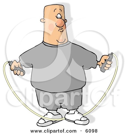 Overweight Bald Man Jump Roping Clipart Picture by djart