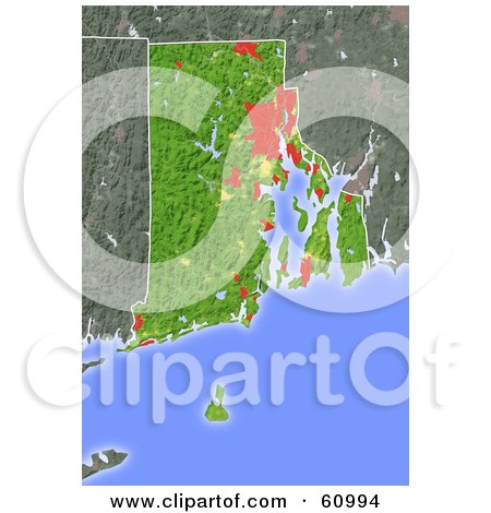 Royalty-free (RF) Clipart Illustration of a Shaded Relief Map Of The State Of Rhode Island by Michael Schmeling
