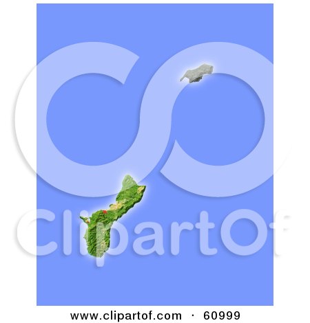 Royalty-free (RF) Clipart Illustration of a Shaded Relief Map Of Guam by Michael Schmeling