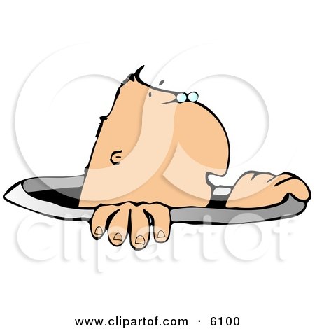 Worker Crawling Out of Manhole Clipart Picture by djart