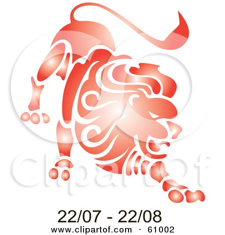 Royalty-free (RF) Clipart Illustration of a Shiny Red Leo Astrology Symbol With Duration Dates by pauloribau