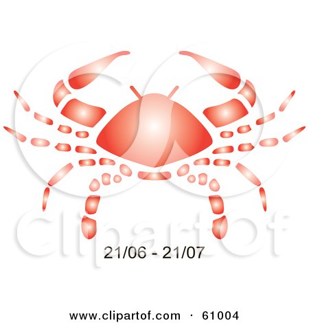 Royalty-free (RF) Clipart Illustration of a Shiny Red Cancer Astrology Symbol With Duration Dates by pauloribau