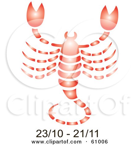 Royalty-free (RF) Clipart Illustration of a Shiny Red Scorpio Astrology Symbol With Duration Dates by pauloribau