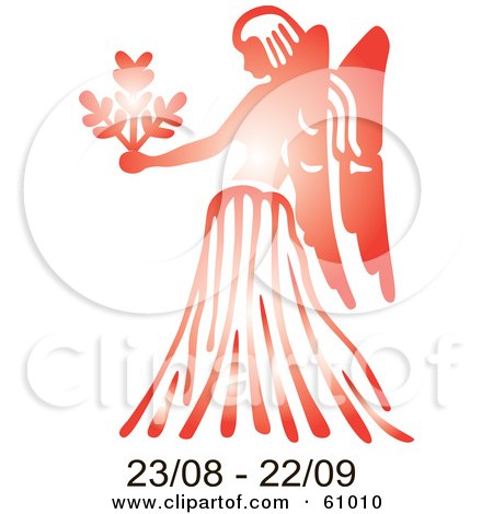 Royalty-free (RF) Clipart Illustration of a Shiny Red Virgo Astrology Symbol With Duration Dates by pauloribau