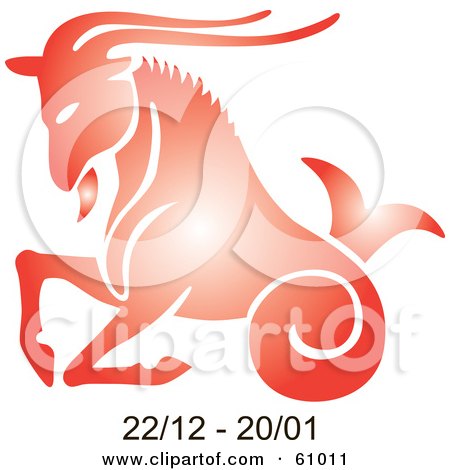 Royalty-free (RF) Clipart Illustration of a Shiny Red Capricorn Astrology Symbol With Duration Dates by pauloribau