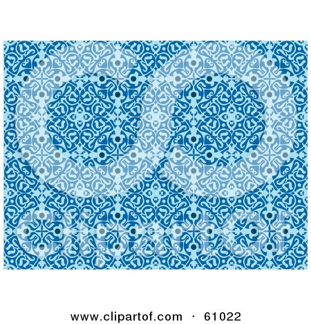 Royalty-free (RF) Clipart Illustration of a Background Pattern Of Blue Floral Designs by pauloribau