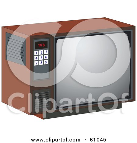 Royalty-free (RF) Clipart Illustration of a Retro Box Tv Set With A Number Pad On The Side by pauloribau