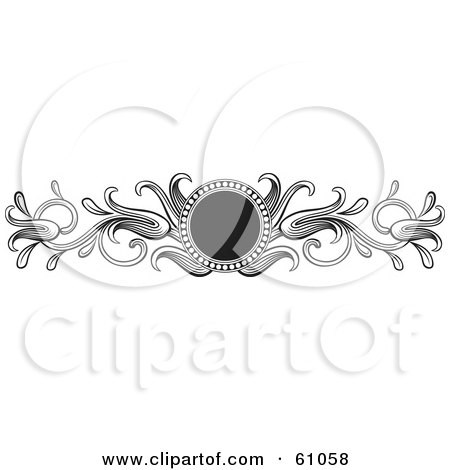 Royalty-free (RF) Clipart Illustration of a Round Black Circle With Black And White Leaves by pauloribau