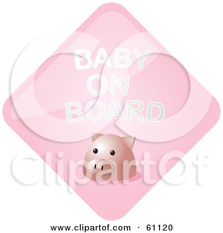 Royalty-free (RF) Clipart Illustration of a Pink Pig Baby On Board Sign by Kheng Guan Toh