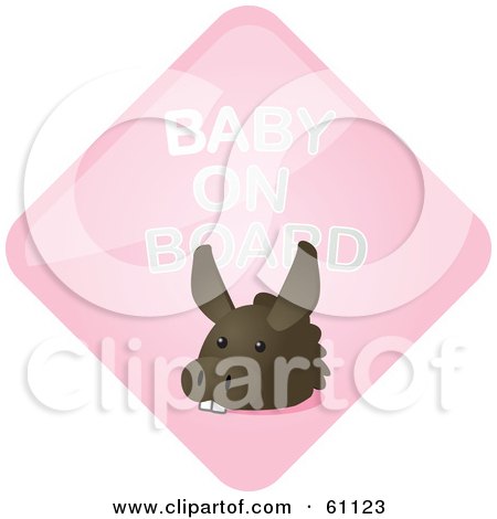 Royalty-free (RF) Clipart Illustration of a Pink Donkey Baby On Board Sign by Kheng Guan Toh