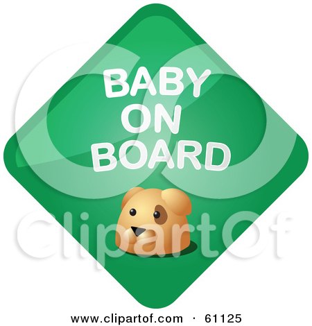 Royalty-free (RF) Clipart Illustration of a Green Dog Baby On Board Sign by Kheng Guan Toh