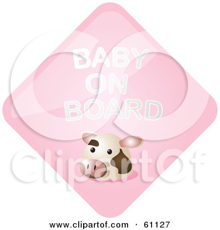 Royalty-free (RF) Clipart Illustration of a Pink Cow Baby On Board Sign by Kheng Guan Toh
