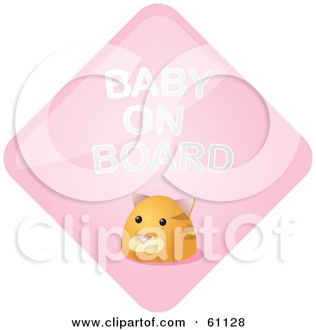 Royalty-free (RF) Clipart Illustration of a Pink Cat Baby On Board Sign by Kheng Guan Toh