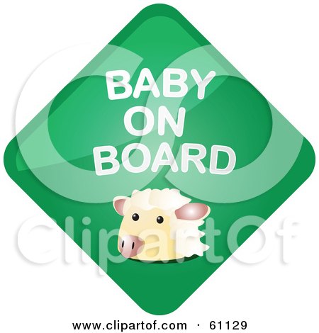 Royalty-free (RF) Clipart Illustration of a Green Sheep Baby On Board Sign by Kheng Guan Toh