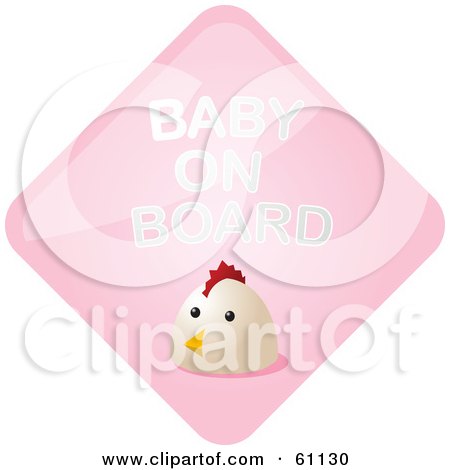 Royalty-free (RF) Clipart Illustration of a Pink Chicken Baby On Board Sign by Kheng Guan Toh
