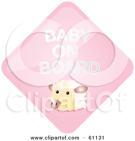 Royalty-free (RF) Clipart Illustration of a Pink Sheep Baby On Board Sign by Kheng Guan Toh