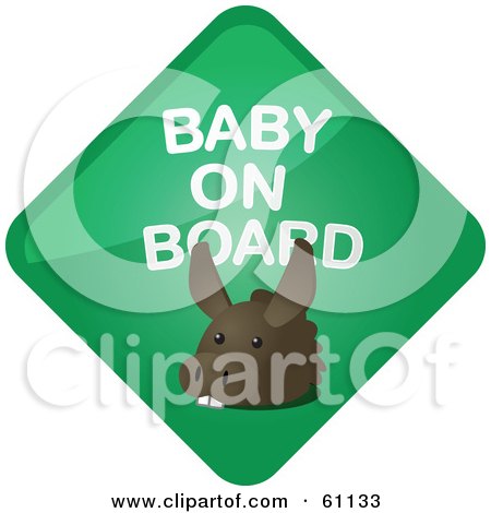 Royalty-free (RF) Clipart Illustration of a Green Donkey Baby On Board Sign by Kheng Guan Toh