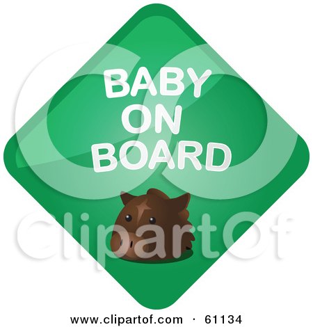 Royalty-free (RF) Clipart Illustration of a Green Horse Baby On Board Sign by Kheng Guan Toh