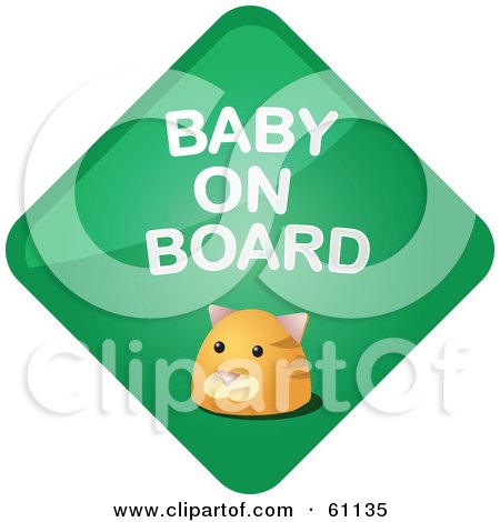 Royalty-free (RF) Clipart Illustration of a Green Cat Baby On Board Sign by Kheng Guan Toh