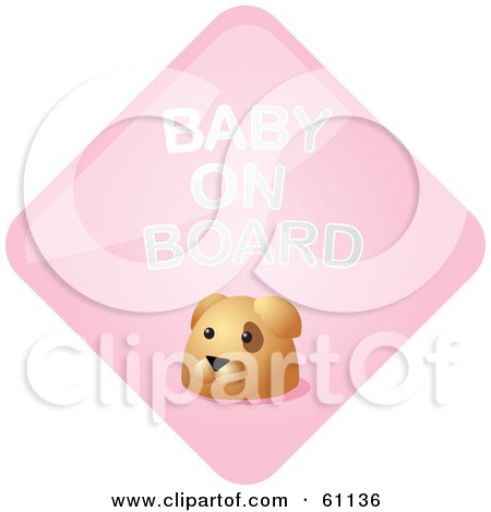 Royalty-free (RF) Clipart Illustration of a Pink Dog Baby On Board Sign by Kheng Guan Toh
