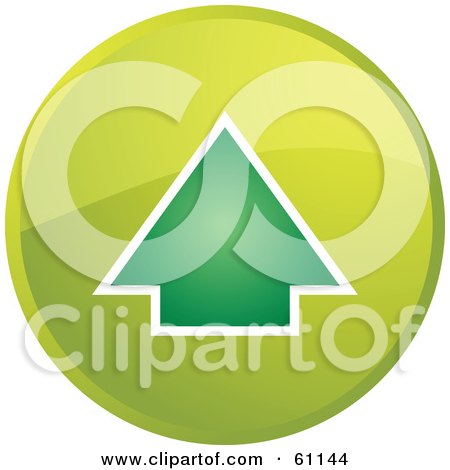 Royalty-free (RF) Clipart Illustration of a Round Green Up Arrow Internet Browser Button by Kheng Guan Toh